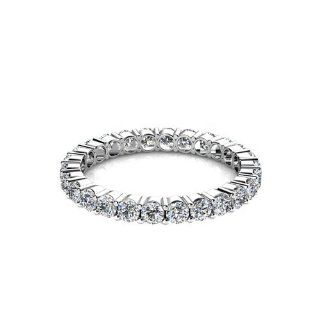 Palladium Ladies Classic Style Eternity Band containing Round Brilliant Cut Diamonds set into a Shared Prong Mounting 1 1/8 CTW Wedding Bands Jewelry