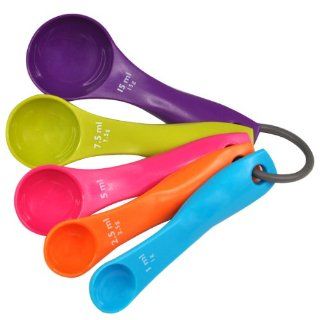 Kitchen Classic Plastic Color Decorative Measuring Spoons Set Contains Teaspoons Tablespoons, Set of 5 Kitchen & Dining