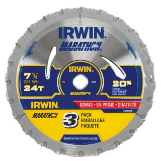 IRWIN MARATHON 3 Pack 7 1/4 in 24 Tooth Circular Saw Blade Set