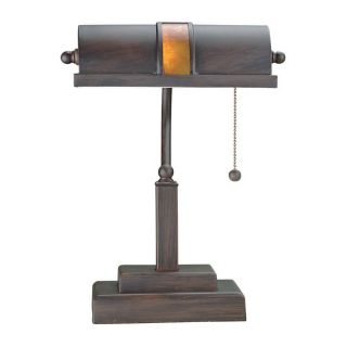 Lite Source 14 1/2 in Adjustable Bronze Desk Lamp with Plastic Shade