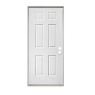 ReliaBilt 6 Panel Prehung Inswing Steel Entry Door Prehung (Common 80 in x 36 in; Actual 81 in x 37 in)