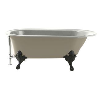 KOHLER Iron Works Historic 66 in L x 36 in W x 24.5 in H Sea Salt Cast Iron Oval Clawfoot Bathtub with Reversible Drain