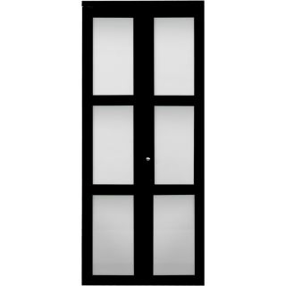 ReliaBilt Espresso 3 Panel Square Solid Core Smooth Tempered Frosted Glass Bifold Closet Door (Common 80.5 in x 36 in; Actual 80 in x 36 in)