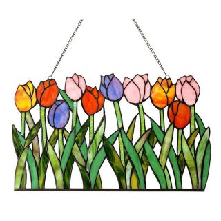 Tulip Design Stained Glass Window Panel