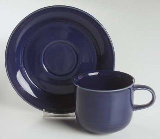 Nancy Calhoun Solid Color Sapphire Flat Cup & Saucer Set, Fine China Dinnerware