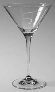 Mikasa Love Story Martini Glass   Clear,Platinum Or Grey Cut Swirls