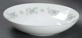 Noritake Wellesley Coupe Soup Bowl, Fine China Dinnerware   White Flowers,Aqua L