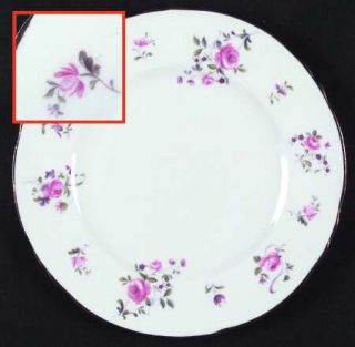 Crown Staffordshire Crs15 Salad Plate, Fine China Dinnerware   Pink Roses, Purpl