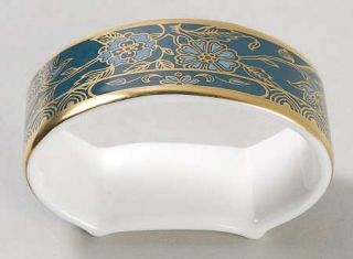 Royal Doulton Carlyle Napkin Ring, Fine China Dinnerware   Blue Flowers, Gold Le