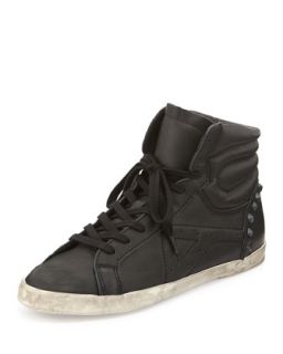 Studded & Quilted Leather High Top Sneaker