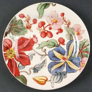 Gien Clematis Bread & Butter/Canape Plate, Fine China Dinnerware   Red/Yellow/Co