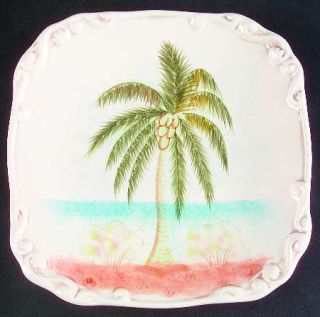 American Atelier By The Sea Square Salad Plate, Fine China Dinnerware   Embossed