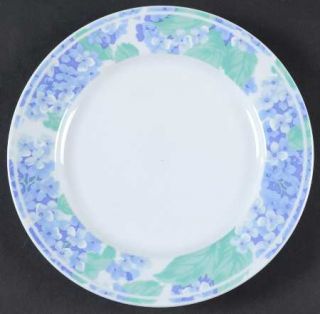 Tienshan Hydrangea Salad Plate, Fine China Dinnerware   Blue Flowers, Green Leav
