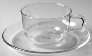 Princess House Crystal Heritage Cup and Saucer Set   Gray Cut Floral Design,Clea