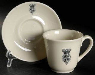 Homer Laughlin  KingS Arm Tavern Flat Cup & Saucer Set, Fine China Dinnerware  