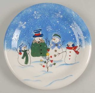 Sonoma Home Button Up Dinner Plate, Fine China Dinnerware   Snowman Scenes On Bl