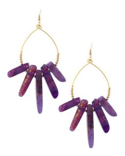 Crystal Prism Wire Hoop Earrings, Purple