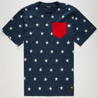 Spaced Out Mens Pocket Tee Red/White/Blue In Sizes Small, Medium, X Lar