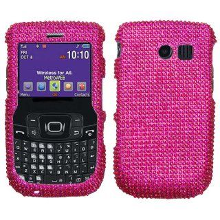 Samsung R360 Freeform II Hard Plastic Snap on Cover Hot Pink Full Diamond/Rhinestone MetroPCS (does not fit Samsung R350 R351 Freeform) Cell Phones & Accessories