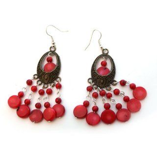 Red Coral Chandelier Earrings Dangle Earrings Jewelry