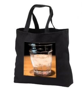 A Glass of Water Shot at an Angle Close Up on a Table with Ice cubes in It Done in a Fresco Finish   Black Tote Bag JUMBO 20w X 15h X 5d Clothing
