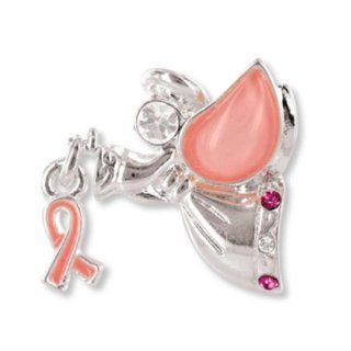 Breast Cancer Pink Ribbon Wings & Wishes Angel Tac Pin Clothing