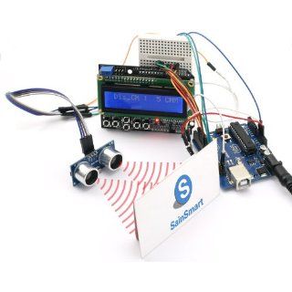 SainSmart C21 Kit with UNO + LCD Keypad Shield + HC SR04 Distance Sensor + Prototype Shield + Mini Breadboard + Jump Wires for Arduino UNO R3 MEGA Mega2560 Nano DUE Duemilanove AVR ATMEL Robot XBee ZigBee