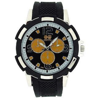 Cross Hatch Analogue Gents Chrono Effect Large Dial Black Rubber Watch CRS06B Watches