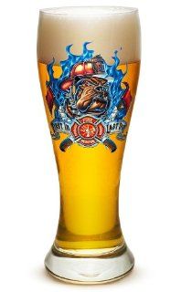First InLast Out Fire Rescue 23 oz Pilsner Glass   Set of 4 Pilsner Glasses  Beer Glasses  