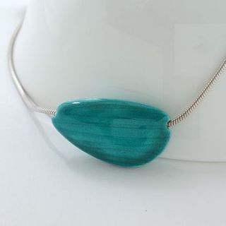 enamel and silver pebble pendant by anna clark studio