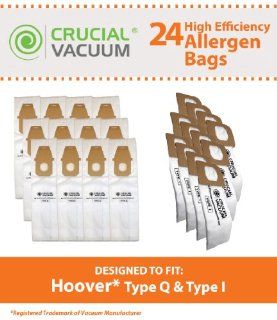 24 Hoover Platinum Combo Bags, 12 Hoover Platinum Type Q and 12 Hoover Platinum Type I High Efficiency Allergy Filtration Vacuum Bags, Compare to Hoover Platinum Part # AH10000, AH10005, Designed and Engineered by Crucial Vacuum   Household Vacuum Bags Upr