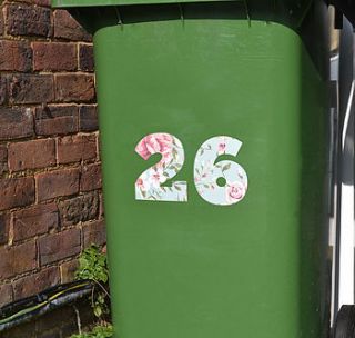 floral wheelie bin number stickers by oakdene designs