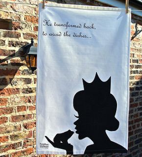 he transformed back, tea towel by heather alstead design