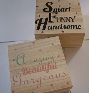 personalised message retro wooden box by seahorse