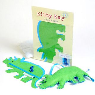 'make & sew' dinosaur sewing kit in green by kitty kay   'make & sew'