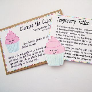 pack of five cupcake temporary tattoos by hoobynoo world