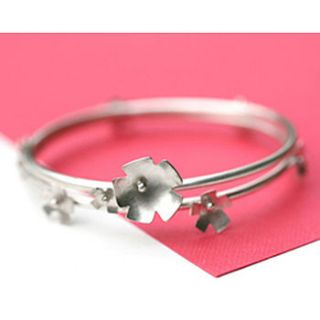 bangle silver flower stacker handmade by louy magroos