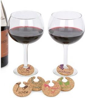 set of six cork wine charms by impulse purchase