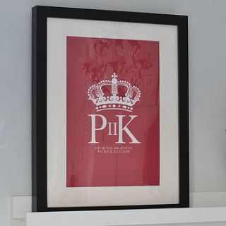 personalised royal typographical print by oakdene designs
