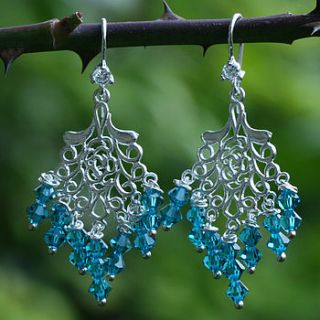 blue zircon chandelier earrings by m by margaret quon