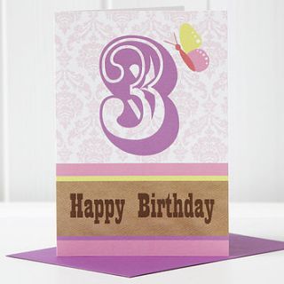 3rd birthday girl card by ella & otto