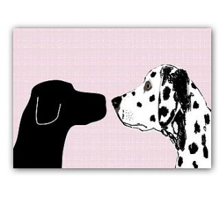 black labrador with dalmatian dog print by indira albert