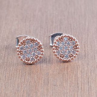 rose gold diamante disc stud earrings by astrid & miyu