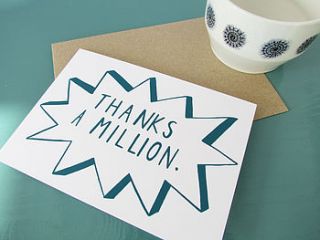 'thanks a million' card by alison hardcastle