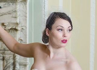 long length birdcage veil by lily bella