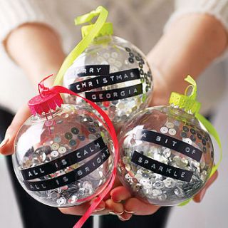 personalised tape sequin or snow bauble by the letteroom