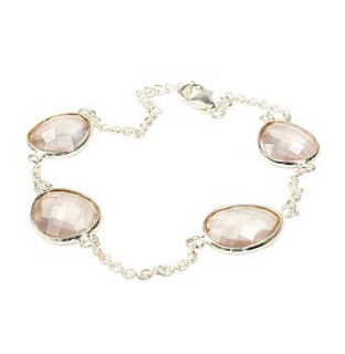 silver gem bracelet rose quartz by flora bee