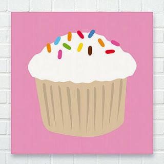 white 100's & 1000's cupcake canvas pink by showler and showler