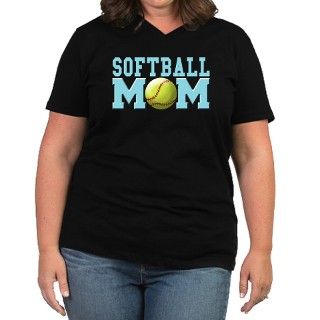Softball MOM Womens Plus Size V Neck Dark T Shirt by youthsportsimages