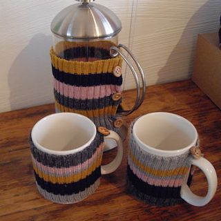 cafetiere cosy and mug cosy set for four by katy mellor